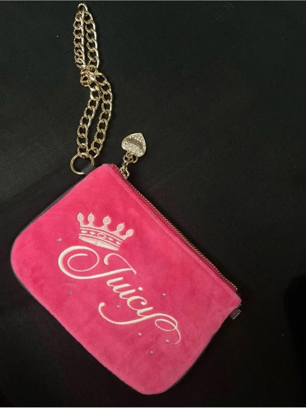 Juicy Couture Velour Pink & Brown Wristlet - Picture 2 of 3